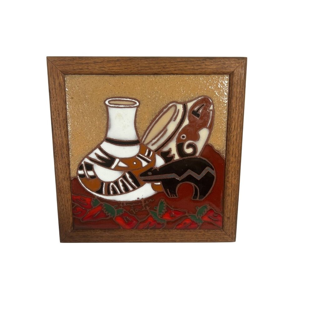 Vintage Hopi Still Life No. 3 Signed Framed Ceramic Wall Art By Jennifer Roche